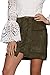 PROGRACE Woman's High Waist Lacing Up Tight Winter Keep Warm Suede Skirt Army Green S