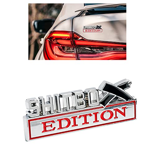 View 1 of VAGURFO Alloy Shitbox Edition Emblems,Car Emblem Badge 3D Sticker Decal,3D Fender Sticker Badge Nameplate Decal Stickers Replacement Compatible with Most Car Truck SUV(Silver&Red)