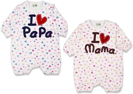 Amazon アイラブパパ ママ I Lovepapa Mama 15 綿100 ハートアップリケ ハート総柄 ちびオール カバーオール ロンパース 70cm パパサックス ベビー マタニティ ベビー マタニティ 通販