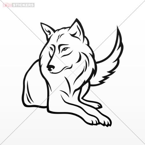 Decals Stickers Wolf Logo Car Window Wall Art Decor Doors Helmet Truck Motorcycle Note Book Mobile Laptop Size: 5 X 4.7 Inches Black
