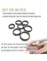 Morchic - Anillos de hematita para mujer y hombre (paquete de tamaño mixto)