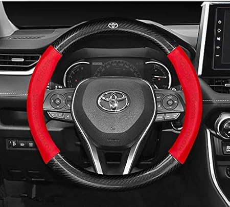 Amazon Lyq Ong Toyota トヨタ ステアリングカバー ハンドルカバー 86 ハイエース 0系 プリウス カムリ プラド マークｘノア クラウン全シリーズ対応 Pu皮革 内装品 高級 専車ロゴ カーボン柄木目 カーボン調 38cm ブラック レッド 二種類色選択できます 並行輸入