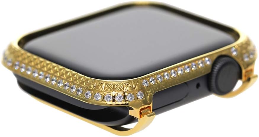 NICERIO Compatible Apple Watch 4 Case, Bling Rhinestone Diamond iWatch Bezel Metal Frame Aluminum Cover Protective Bumper Shell Compatible Apple Watch Series 4 (40mm Gold)
