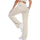 Hispotim Flare Leggings for Women Yoga Pants with Cargo Pockets High Waist Work Casual Travel Bootcut Leggings