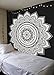 RawyalCrafts Ombre Mandala Tapestry - Black and White Indian/Hindu Wall Hanging - 100% Cotton - Bohemian Wall Decor
