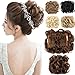 SLLIE Messy Curly Hair Bun Extensions Updo Hairpiece Chignons Easy Stretch Hair Combs Clip in Ponytail Extensions