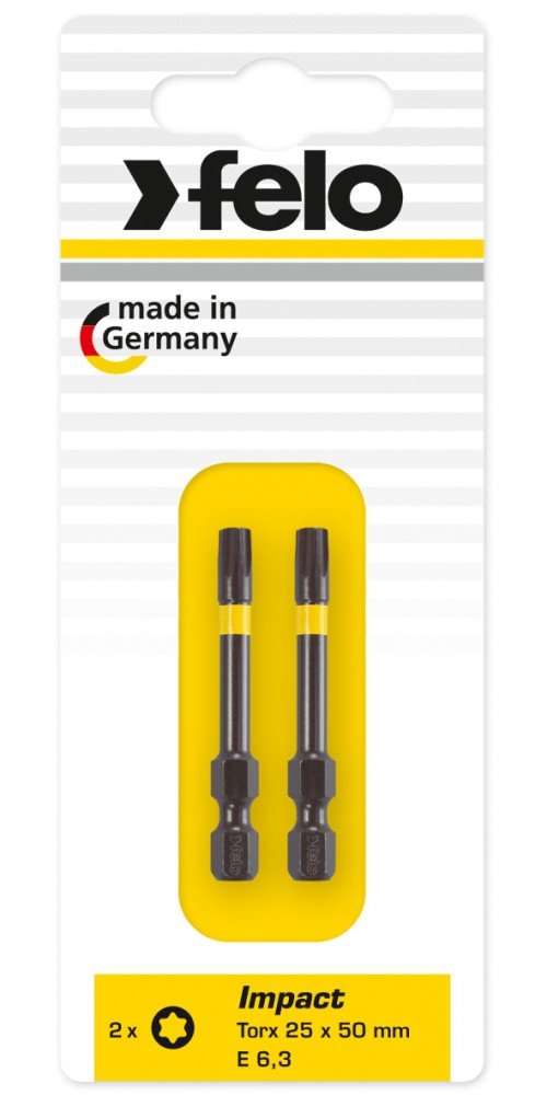 Felo 0715763037 T25 Torx Impact Bit on Card with Length 2"