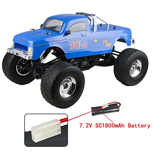 FullfunRC Electric BF-4 RC Monster Truck with 2.4GHz Radio,7.2V Vehicle Battery and Charger Included (1/10 Scale), Blue