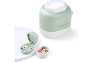 Adjustable Pill Cutter for Small Pills 2-in-1 Pill Splitter with Safety Hidden Blade, Cuts 1/2 or 1/4 Doses, Portable Medicin