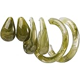 3 Pairs Lightweight Minimalist Vintage Teardrop Waterdrop Acrylic Resin Colorful Earrinsg for Women