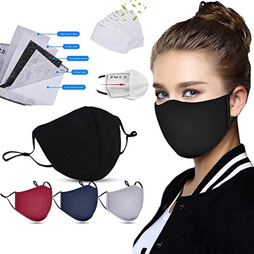4 Pack Reusable Face_Masks with Adjustable Ear