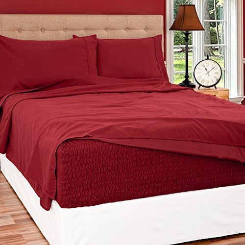 Bed Tite Stretch Fit Brushed Microfiber Soft-Woven Deep Pocket Sheet Set (Full Size, Burgundy)