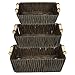 Wicker Basket, Woven Storage Baskets with Light Wooden Handles (Brown, 3 Pieces)