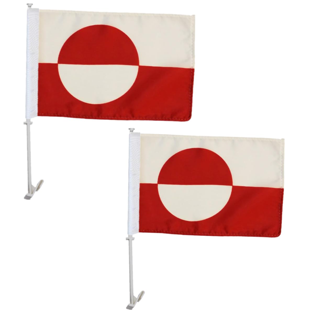 Photo 1 of 2 Pack Greenland Car Flags 11" x 17" with Flagpole Mount,Premium 200D Polyester Greenlander Car Flag,19" Flagpole Fixed Window Clip Mount for Most Vehicle Window.