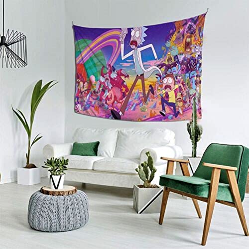 ZHENKEAI Funny Cartoon Tapestry Psychedelic Anime Starry Tapestry Boy Gift Party Dormitory Living Room Bedroom Art Wall Hanging (Colorful Anime2)