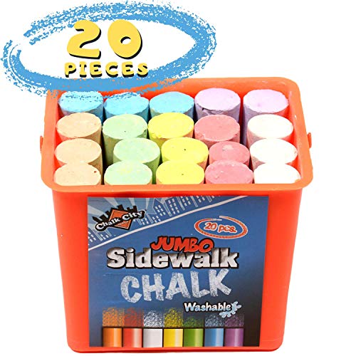 Chalk City Sidewalk Chalk, 20 Count, 7, Jumbo Chalk, NonToxic