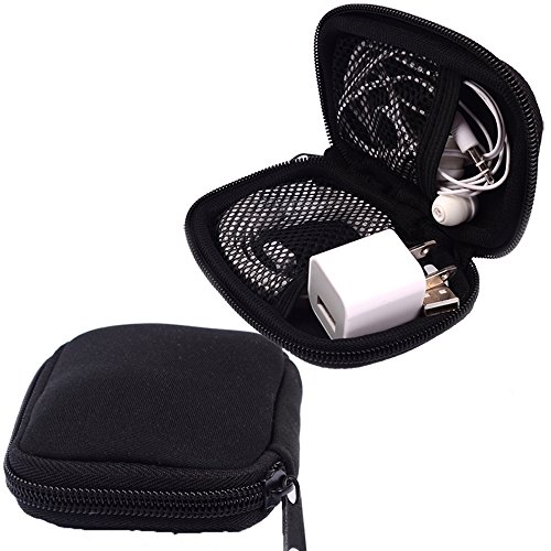 Black universal neoprene zipper headphone headset dock charger ca…