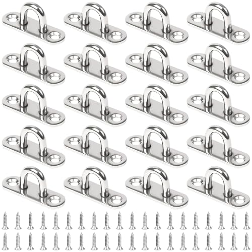 TTYSHIP 20pcs Stainless Steel Eye Plates, M5 Stainless Steel Eyelet Plate with 40 Screws for Hanging Objects, Boat Accessories
