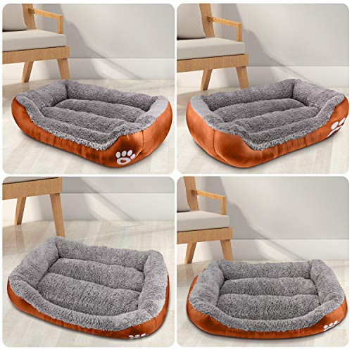Pet Deluxe Dog Bed, Super Soft Pet Sofa Cats Bed, Non Slip Bottom Pet Lounger,Self Warming and Breathable Pet Bed Premium Bedding (S)-Orange - Thumbnail 7