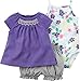 Carters Baby Girls 3-Piece Bodysuit & Diaper Cover Set Purple