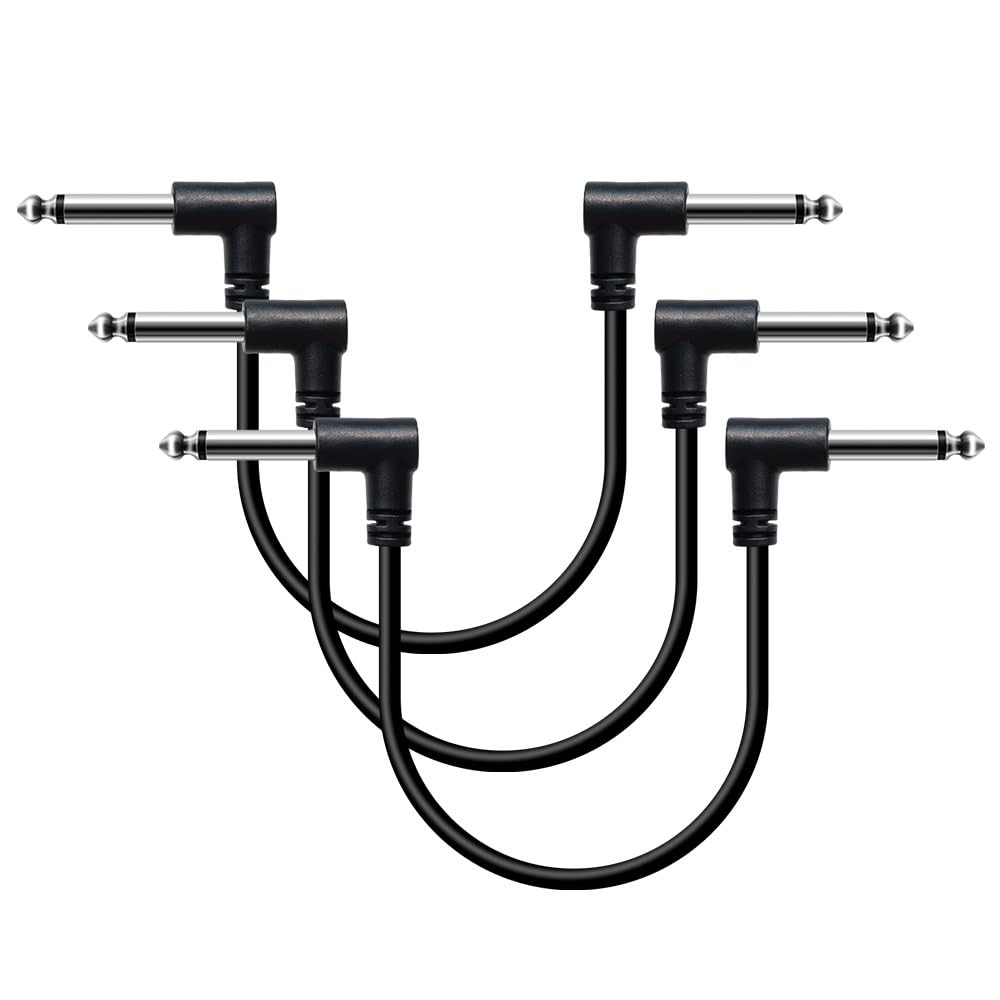Shaevle 6 Inch Guitar Effect Pedal Patch Cables Black 3 Packs (3 Pack)