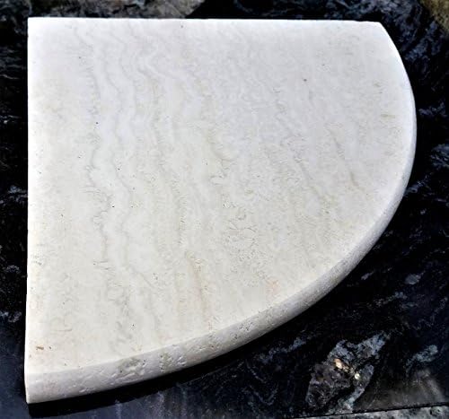 8" Travetine Shower Corner Shelf (Cascade White) - Both Sides Polished - Natural Stone Bathroom Caddy Bath Soap Dish