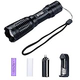 Handheld Flashlight BYGO 1891 Ultra Bright 1200 Lumens 5 Jobs Mode and Adjustable Focus 2000mAh Rechargeable Batteries and Charger