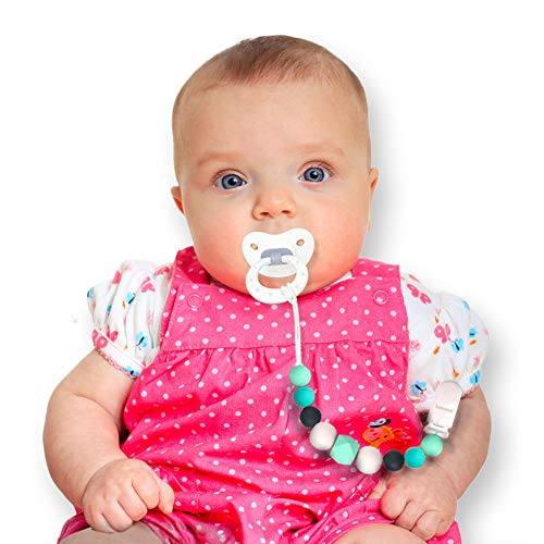 image for LIUYAXI Silicone Pacifier Clip for Baby Boys & Girls, 4 Pack Paci Clip