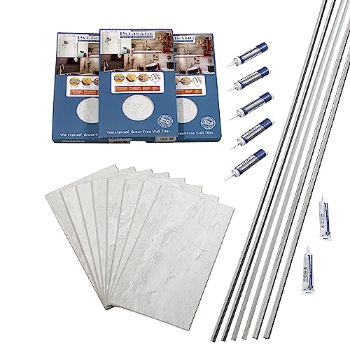Palisade 25.6 in. x 14.8 in. Vinyl Tile Surround Kit in Polar