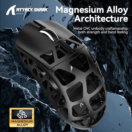ATTACK SHARK R3 Magnesium Alloy Mouse, Wireless 8K Mouse, 46g SUPERLIGHT Mouse, PixArt PAW3395 Gaming Sensor, BT/2.4G/Wired Gaming Mouse, Adjustable DPI 26000, Office Mice for Win11/Xbox/PS/Mac -Black