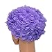 Medifier Lace Vintage Swim Cap Floral Petal Retro Style Bathing Caps for Women Rose (Purple)