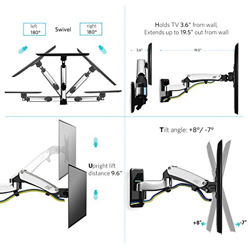 North Bayou F450 Gas Spring Full Motion TV Wall Mount for 40"50" LED