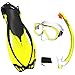 GDM HOME Yellow SM scs0003 PROMATE Snorkeling Mask Fins Dry Snorkel Set Gear Bag New
