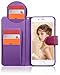 FLYEE Case Compatible with iPhone 7 Plus/8 Plus 5.5 inch/SE,Wallet Case for Women and Girls with Card Holder,Premium Leather [Embossed Flowers] Flip case Protective Cover with Wrist Strap-Purple