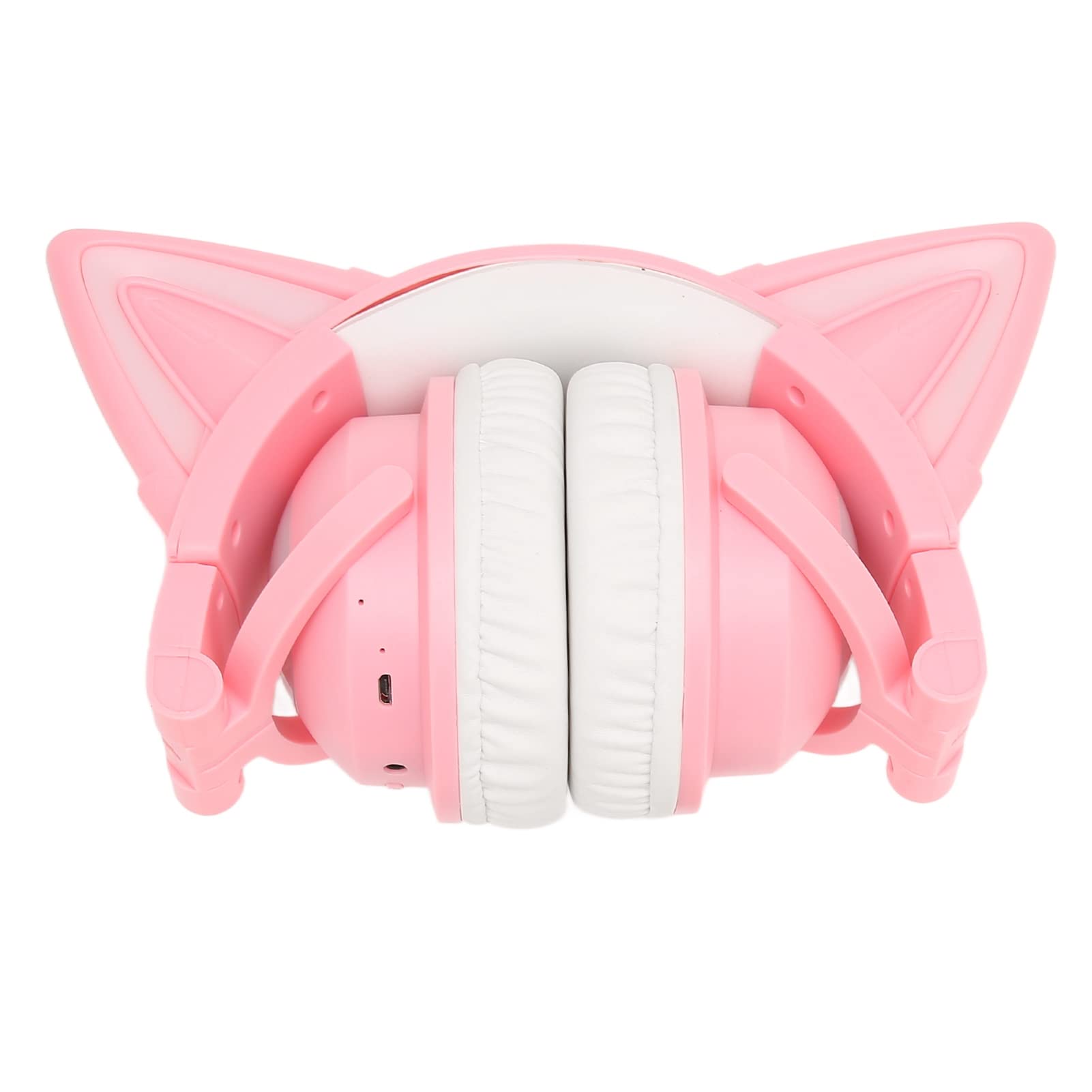 ASHATA RGB Cat Ear Bluetooth Headphone, Wireless Foldable Gaming Headset with Microphone, Cute Children's Earphones for Video Chatting Online Classes(Pink)