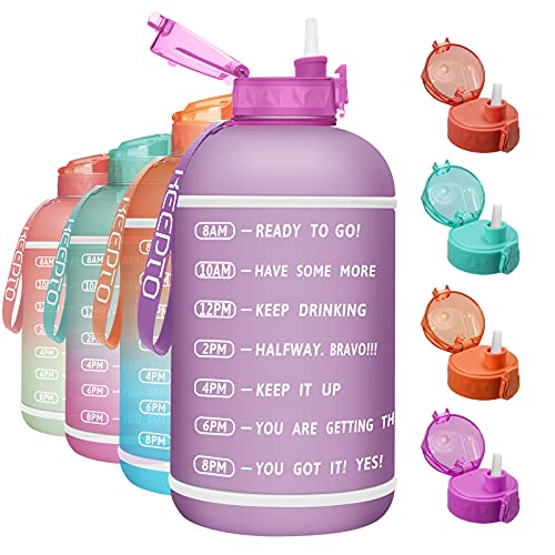 KEEPTO 1 Gallon Water Bottle with StrawMotivational Water Jug with