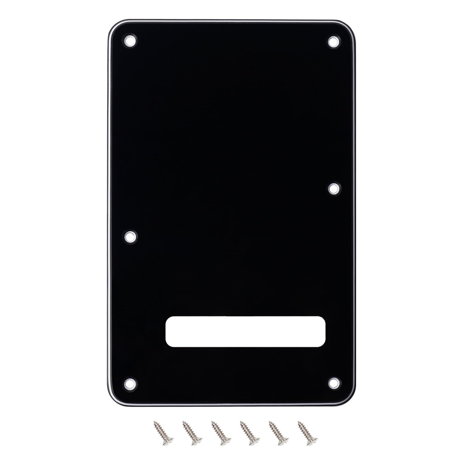 Banworks Electric Guitar 3 Ply Backplate 6-Hole Trem Tremolo Cover for USA/Mexican Standard Strat ST JT/HGB-01 Glossy Black — image 1