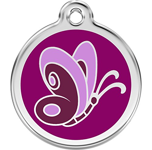 Red Dingo Personalized Purple Butterfly Pet ID Dog Tag (Medium)