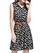 Allegra K Women's Floral Printed Half Placket Above Knee Summer Sleeveless Belted Dress Small Dark Blue-cat