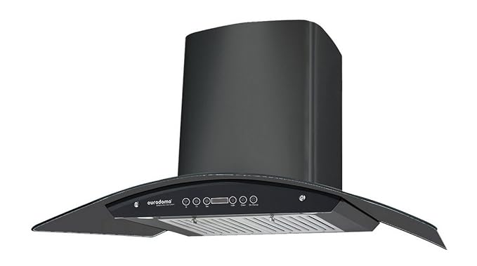 Eurodomo 90 cm 1200 m3/h Auto-Clean Chimney (Classy HC TC 90, Black) with Free Installation,Stainless Steel Black