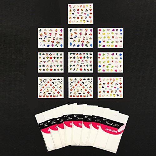 ALLYDREW Nail Art Kit - Funky Nail Stickers Nail Art Kit Nail Decals & Nail Art Stencils Nail Guides