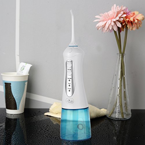 ACEVIVI Water flosser Oral Irrigator for Teeth with 4 Jet tips Cordless Rechargeable Portable, Easy-to-Clean Detachable Water Tank (200ml, Blue) - Thumbnail 2