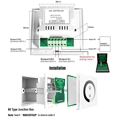KITASST 12v DC Touch Dimmer Switch with Remote Control for LED RV
