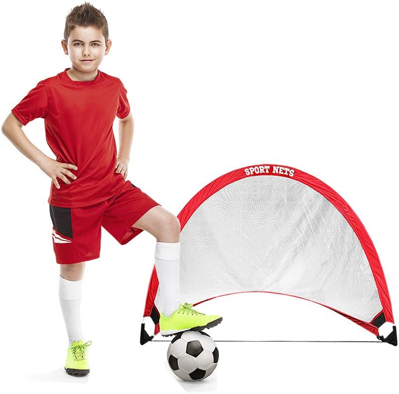 Hit Run Steal Portable Pop Up Soccer Goals Set of 2 - Two Folding Portable Soccer Goals with Carry Case - Available in 2.5ft, 4ft and 6 Foot Sizes. (2.5 Ft. (2 Goals + Bag)) : Sports & Outdoors