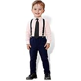 Yilaku Baby Boy Clothes Suit Toddler Birthday Outfit Sets Baby Boy Dress Shirts with Tie+Suspender Pants 1-7 Years