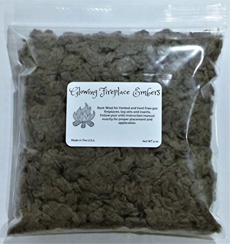 Gas Fireplace Glowing Embers, Rock Wool For Vent Free or Vented Gas Log Sets, Inserts And Fireplaces. Large Bag 4 oz