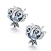 SBLING Blue Owl Stud Earrings Made with Austrian Crystals