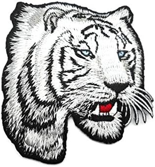 Clothes Sew Iron on Patch White Bengal Tiger Big Cat Wild Animal