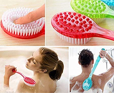 BOXO Bath Loofah Plastic Back Scrubber with Handle for Men and Women (35 g)