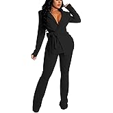 kaimimei Business 2 Piece Pant Suits for Women Dressy Elegant Professional Blazer Set Casual Outfits with Belt